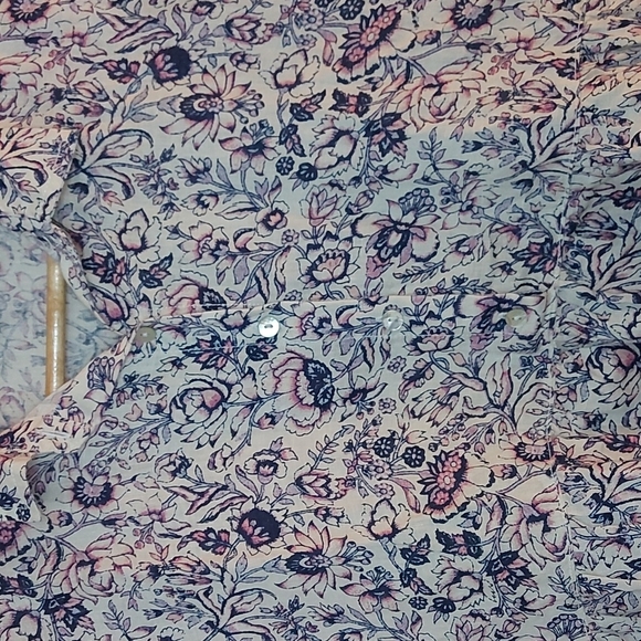 Rachel Zoe 100% Linen Navy and Pink Floral Peplum Top Size S - Picture 5 of 5